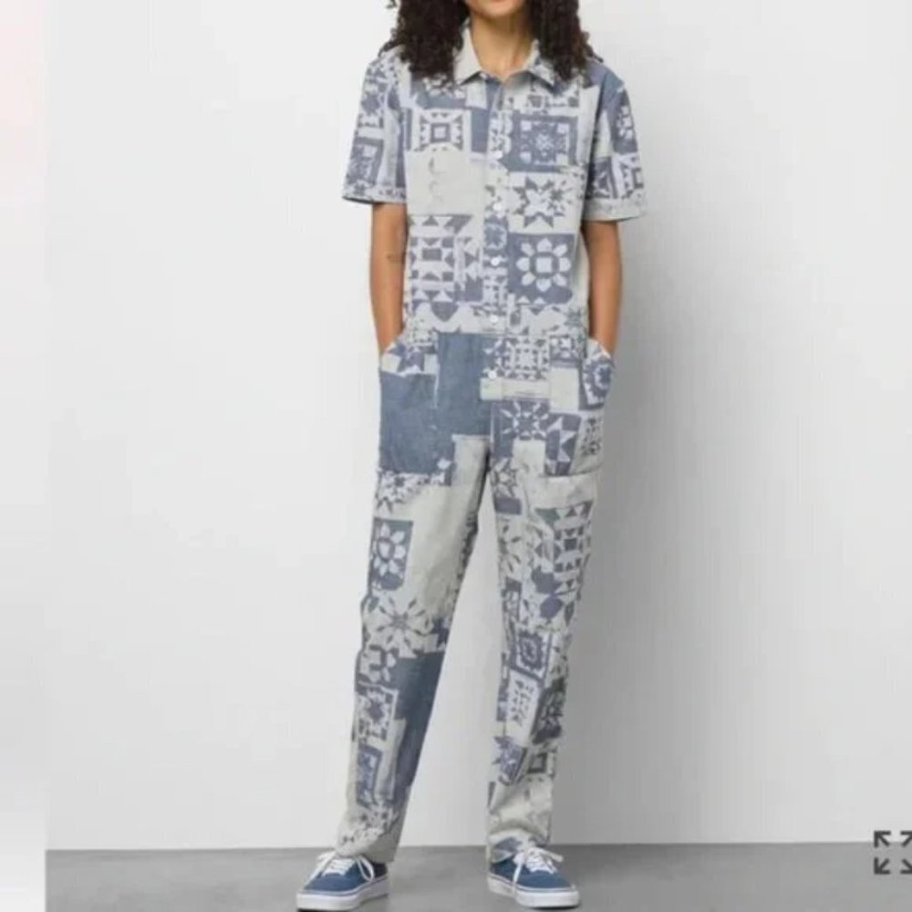 #101 ❤️ NWOT vans Moro coveralls overalls jumpsuit in Ashley Blue Tie-dye pa… - Picture 2 of 5